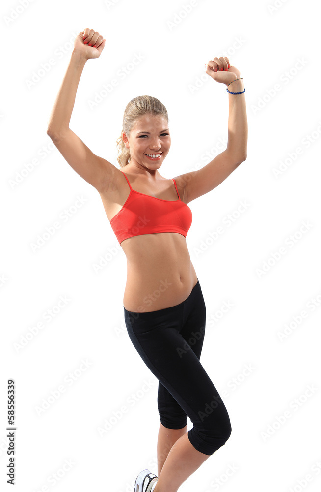 Successful casual girl  on a over white background