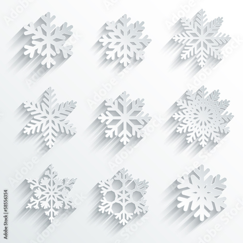 Snowflakes shape vector icon set. Creative snow design