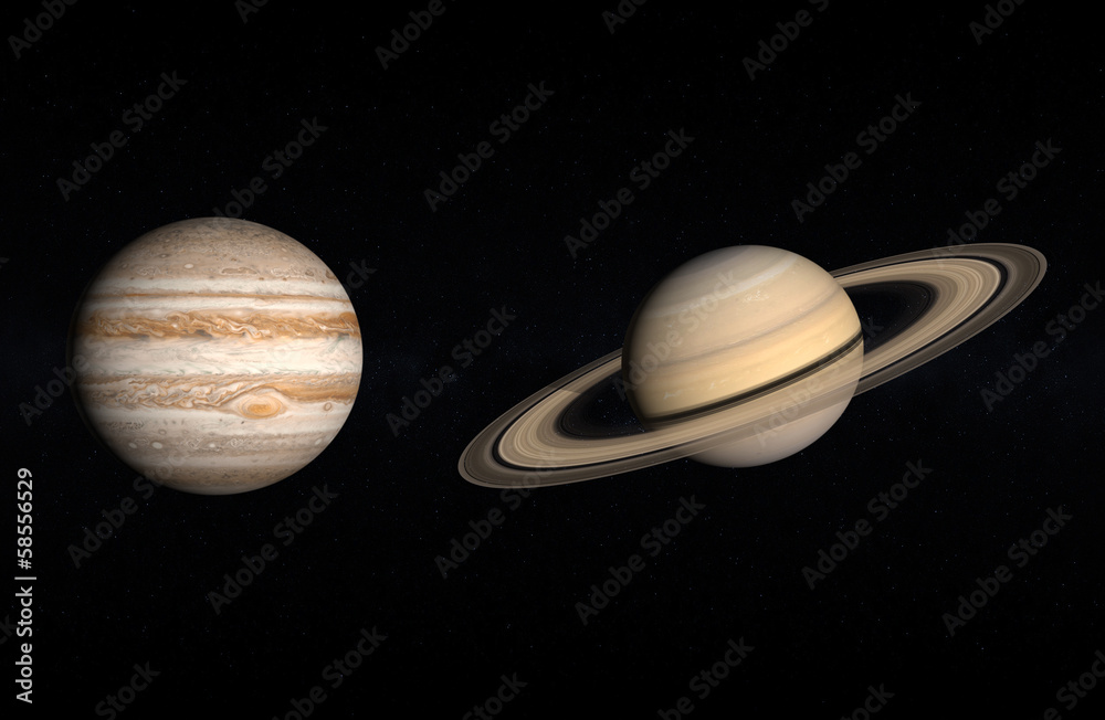 Naklejka premium Planets Jupiter and Saturn