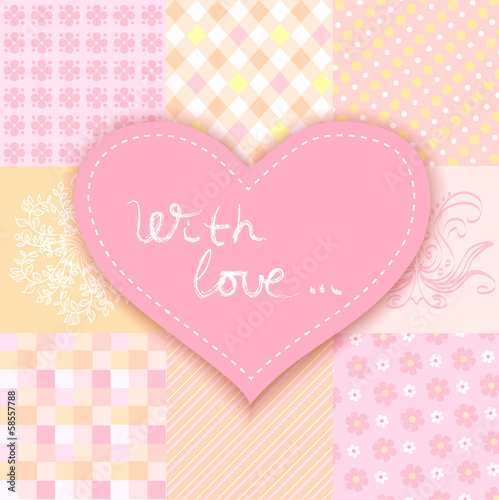 patchwork heart. romantic background patchwork