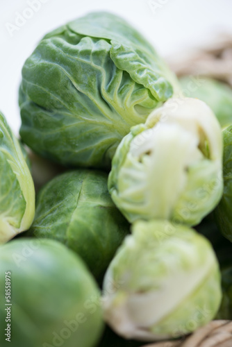 Close-up of fresh brussels sprouts, vertical shot