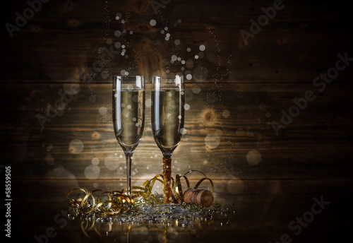 Two glass with champagne