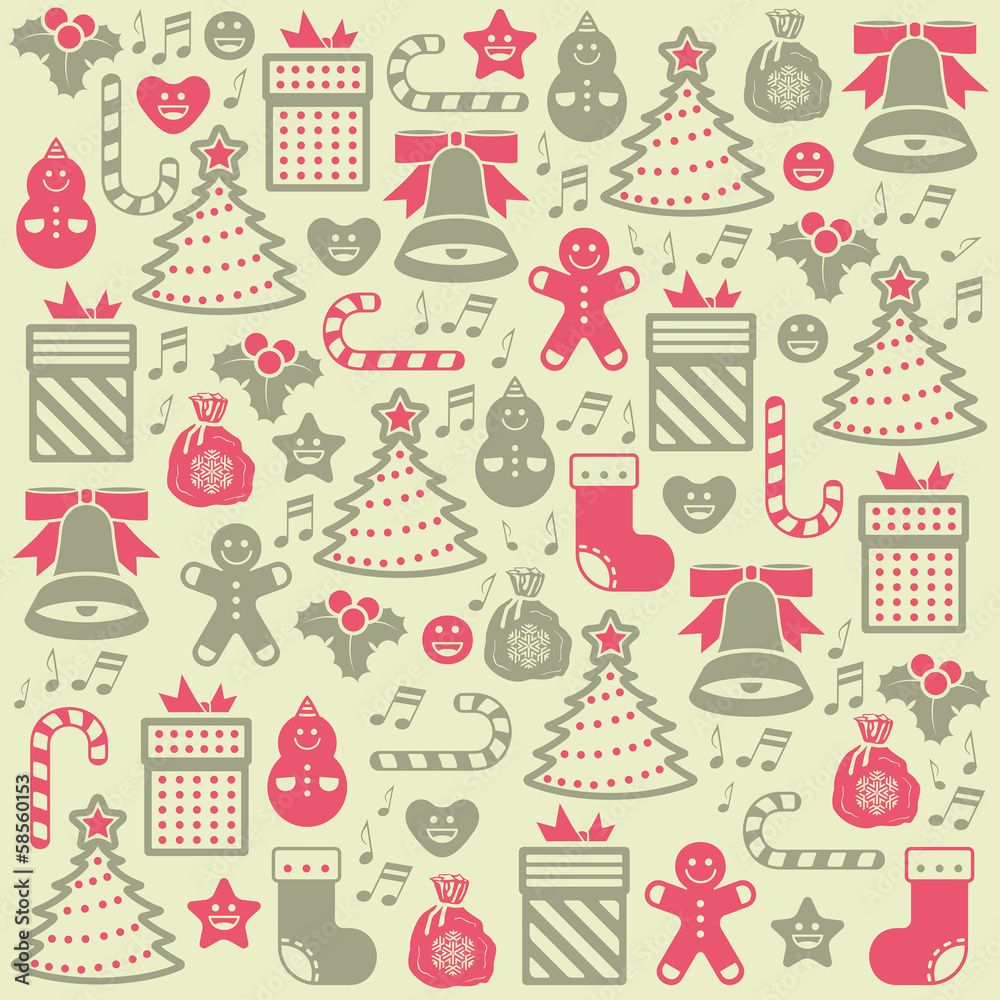 Vector christmas seamless pattern on beige background Vector christmas seamless pattern on beige background