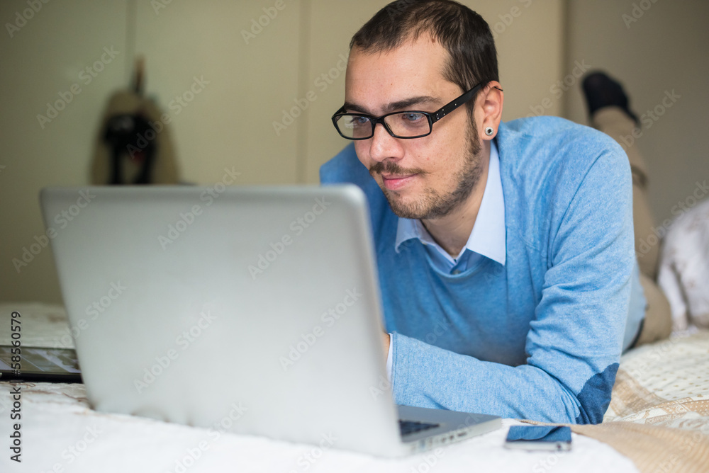 elegant business multitasking multimedia man at home elegant business multitasking multimedia man at home