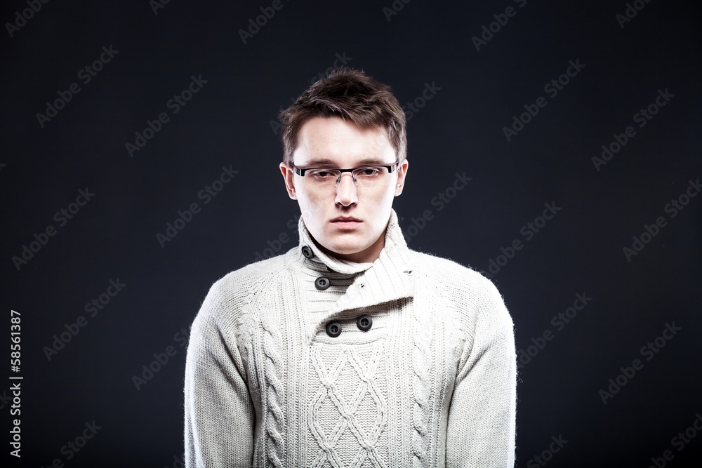 Obraz premium Portrait of tired young man
