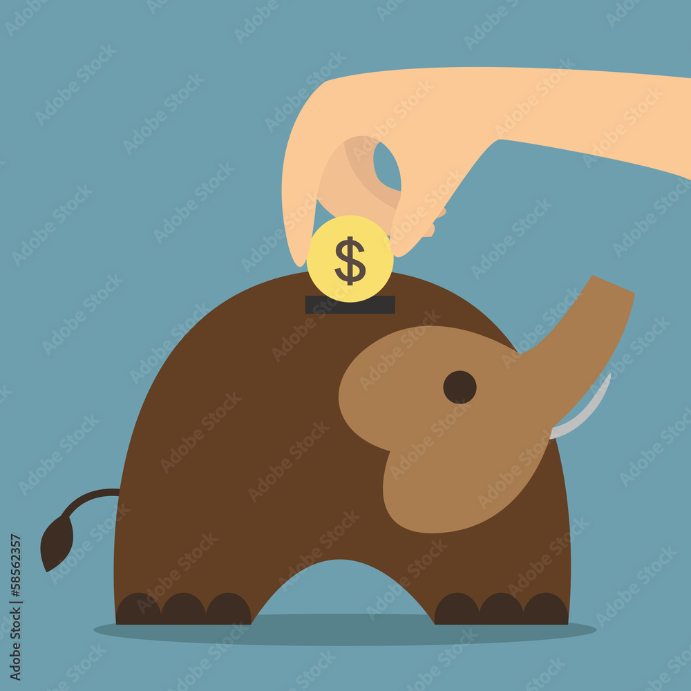 Obraz premium Elephant bank saving money vector