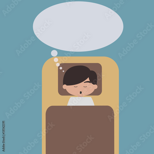 Sleeping man with speech bubble