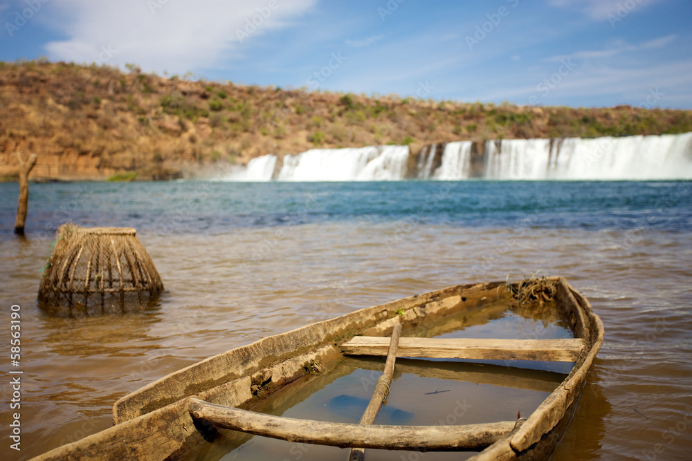 Broken small boat in the River - Gouina Mali