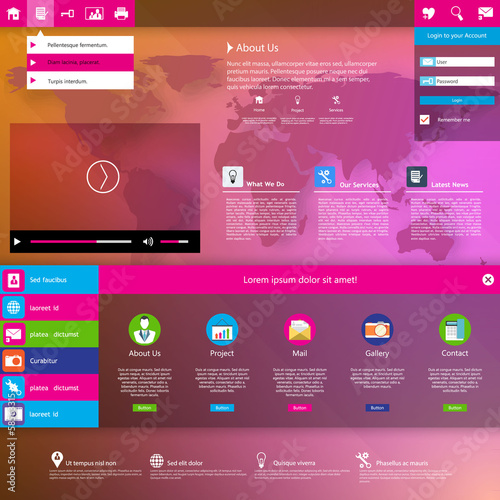 Metro style interface theme for business design, websites (UI)