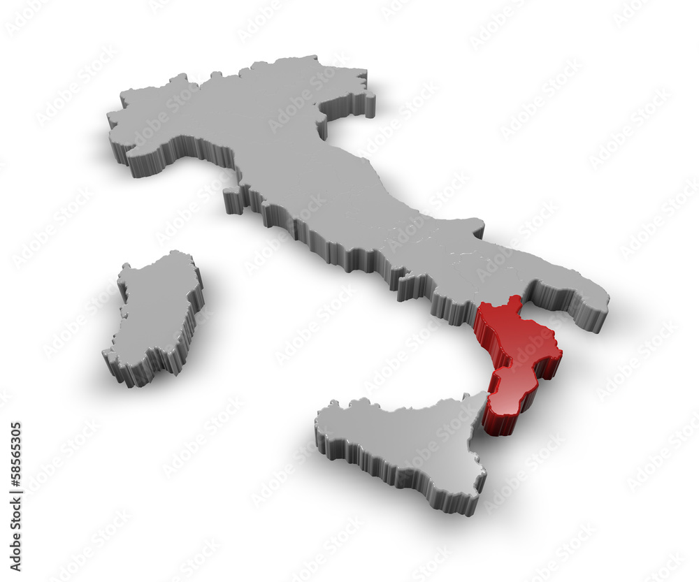 Cartina Italia 3d regioni Calabria