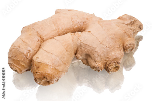 Ginger root on white