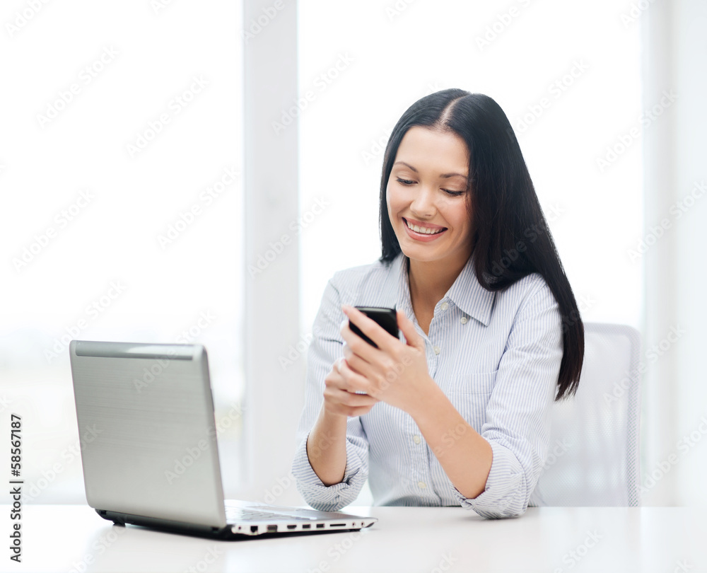 smiling businesswoman or student with laptop smiling businesswoman or student with laptop