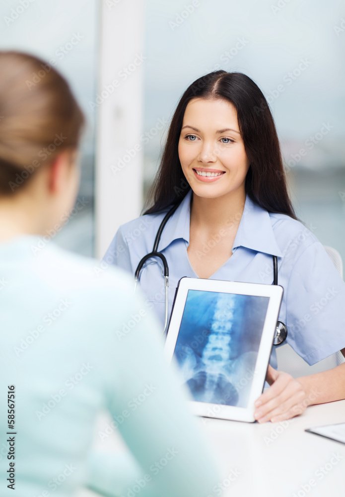 doctor or nurse showing x-ray with tablet pc doctor or nurse showing x-ray with tablet pc