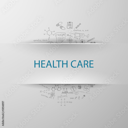 inscription health care with formulas on the background