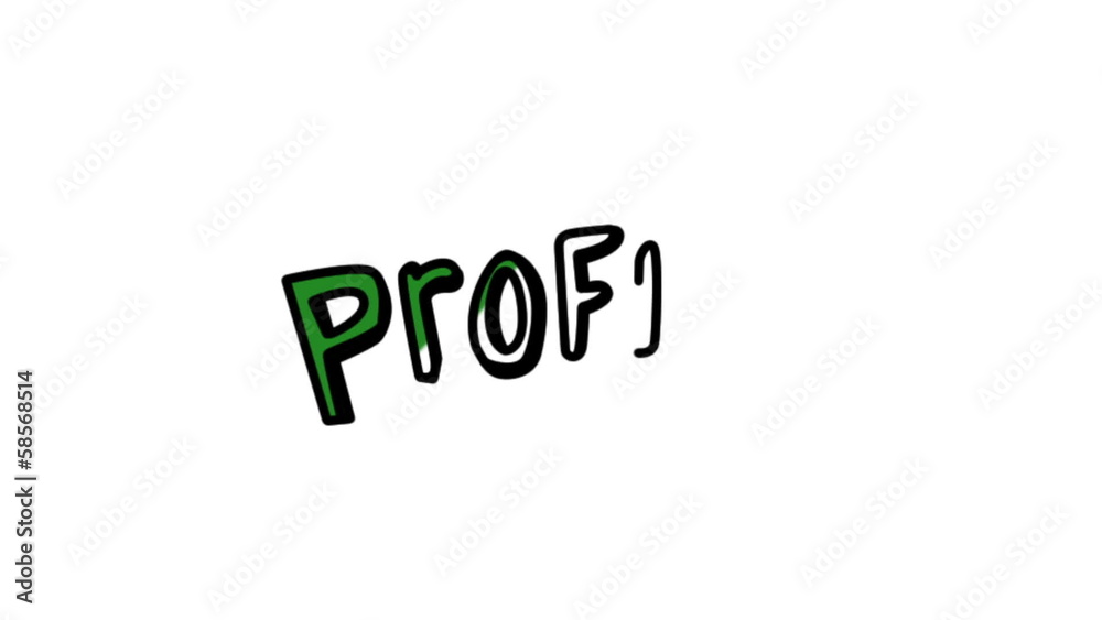 Animation of the word profit gestating slowly Animation of the word profit gestating slowly