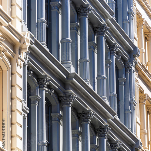 facade at old houses downtown in New York