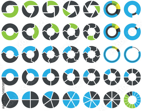 Pie charts and circular graph infographic kit
