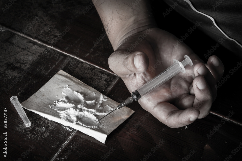 Overdose drug, social addiction, drug, heroin - obrazy, fototapety, plakaty 