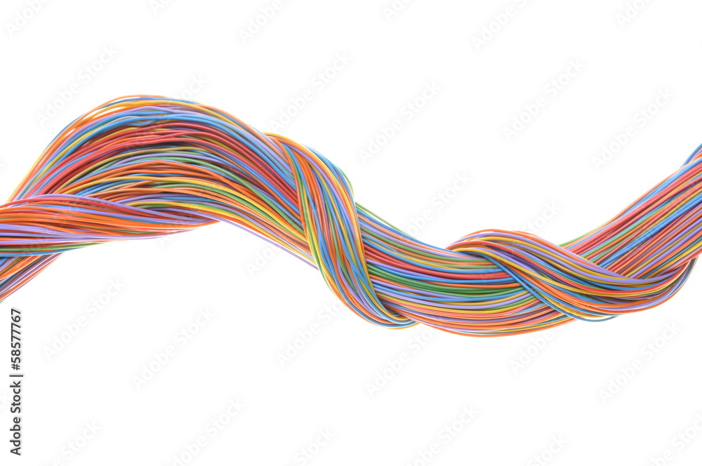 Swirl of computer network cables isolated on white background Swirl of computer network cables isolated on white background