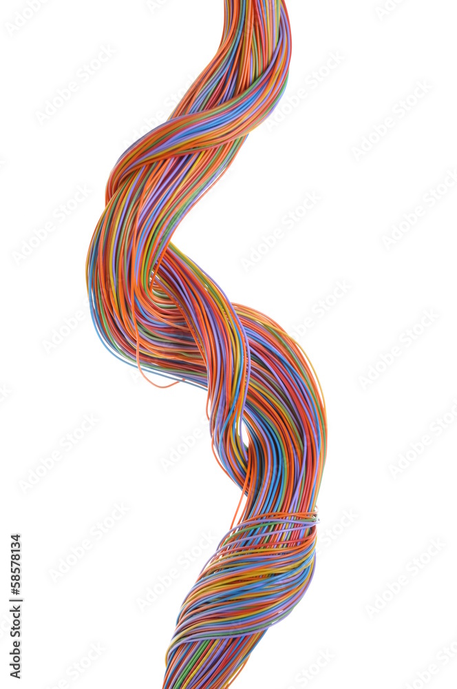 Swirl of computer network cables isolated on white background Swirl of computer network cables isolated on white background