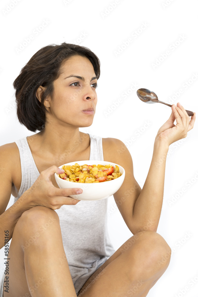 Attractive woman having breakfast Attractive woman having breakfast