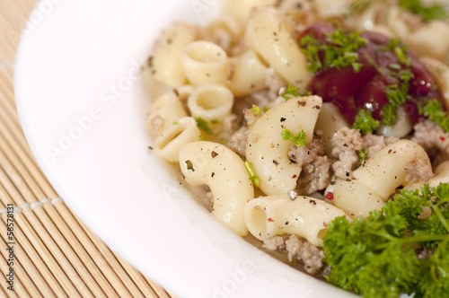Pasta Fiottarini (pasta with fried minced meat)