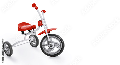 Kids tricycle on white background photo