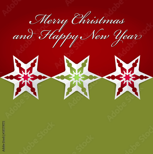 Abstract vector Christmas background with origami stars