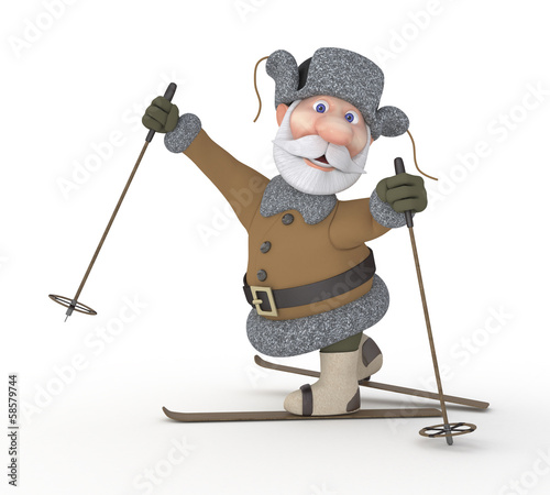 The grandfather on skis.