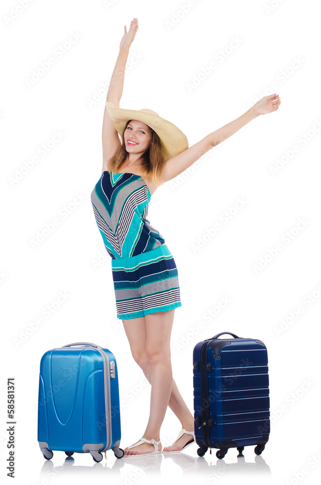Woman going to summer vacation isolated on white Woman going to summer vacation isolated on white
