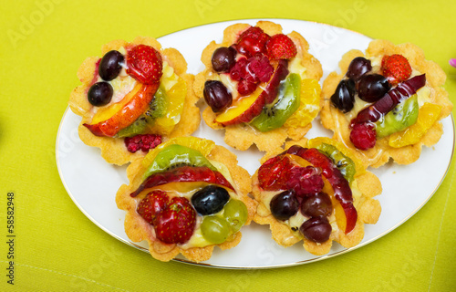 Tasty sweets in the plate