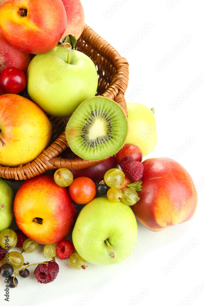 Assortment of juicy fruits, isolated on white Assortment of juicy fruits, isolated on white