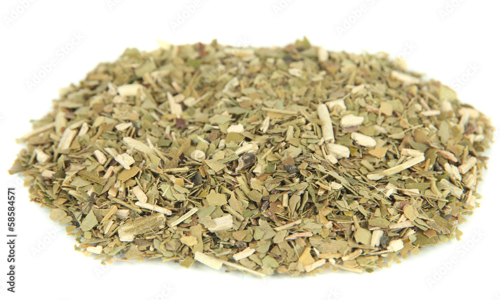 Dry mate tea, isolated on white Dry mate tea, isolated on white