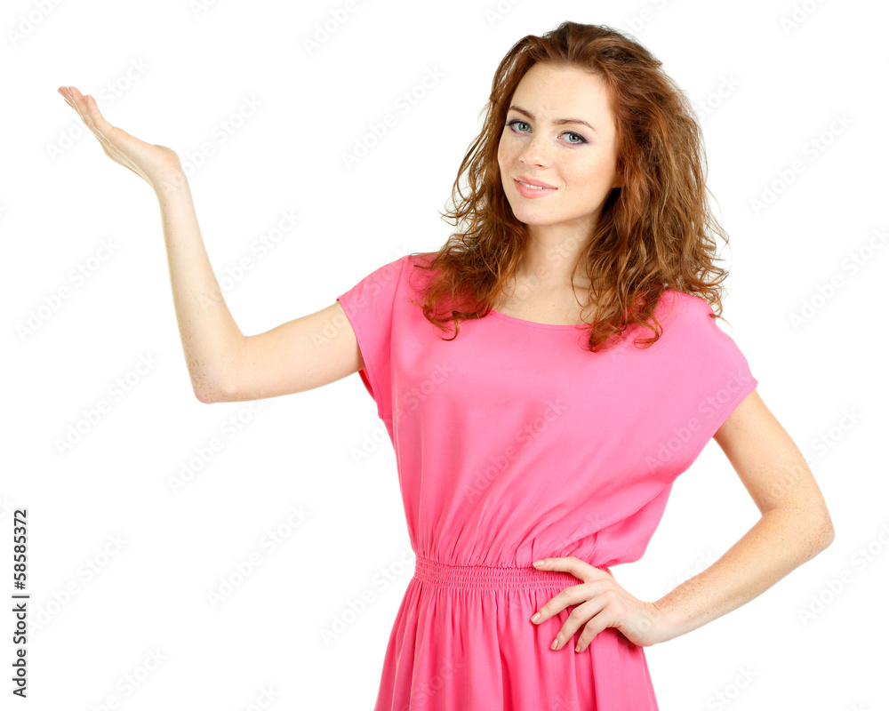 Beautiful young girl in dress isolated on white Beautiful young girl in dress isolated on white