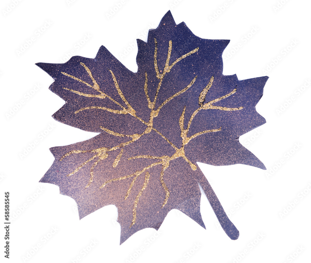 Fototapeta premium Black maple leaf isolated on white