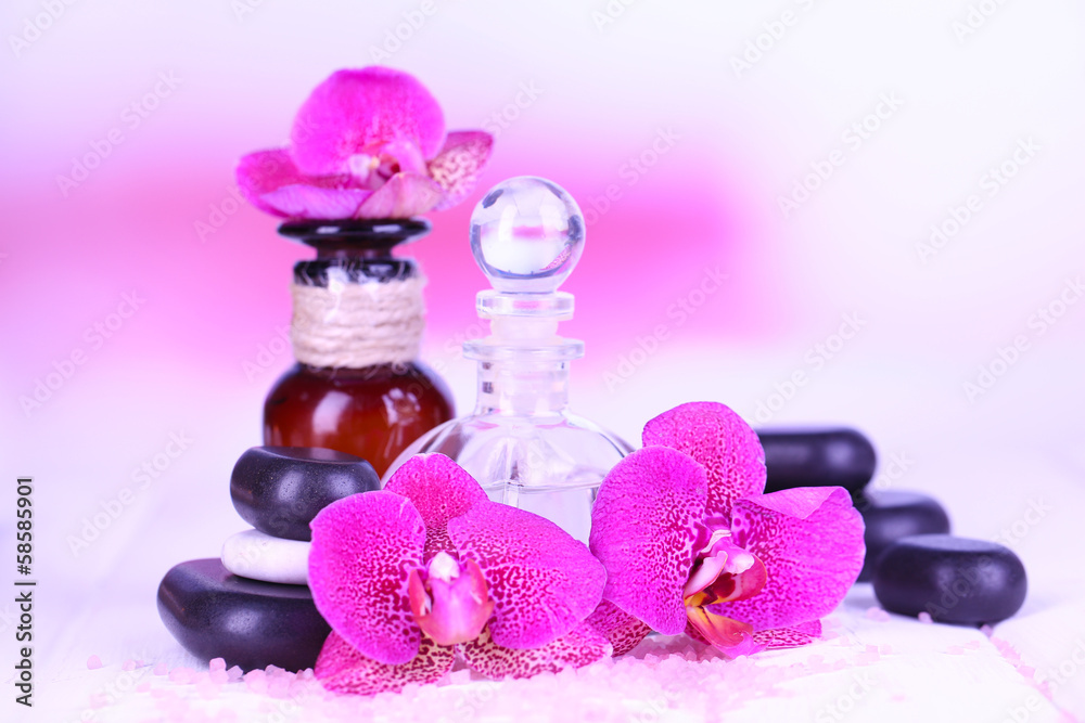 Beautiful spa setting with orchid Beautiful spa setting with orchid