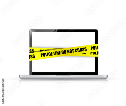 police line do not cross laptop. cyber crime