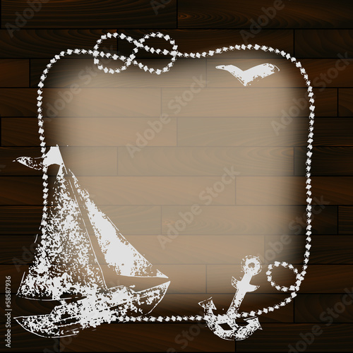 Navy frame with a boat and ...