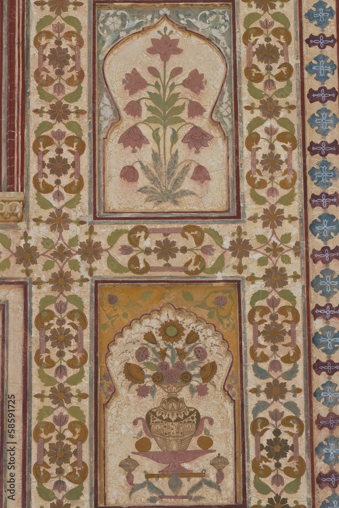 Decoration at the Ganesh Gate, Amber Fort near Jaipur Decoration at the Ganesh Gate, Amber Fort near Jaipur