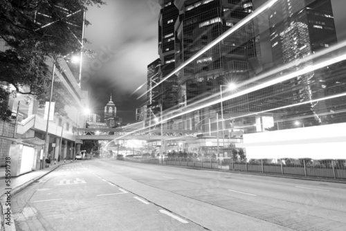 Photography Hong Kong night view with car light