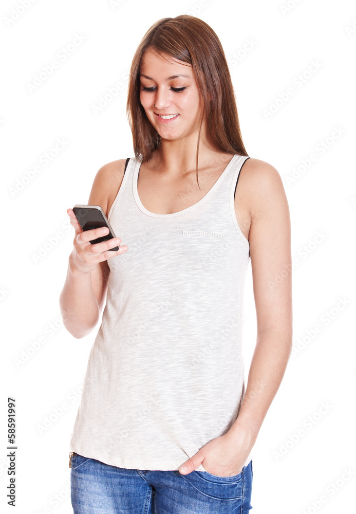 Attraktive junge Frau mit smart phone Attraktive junge Frau mit smart phone