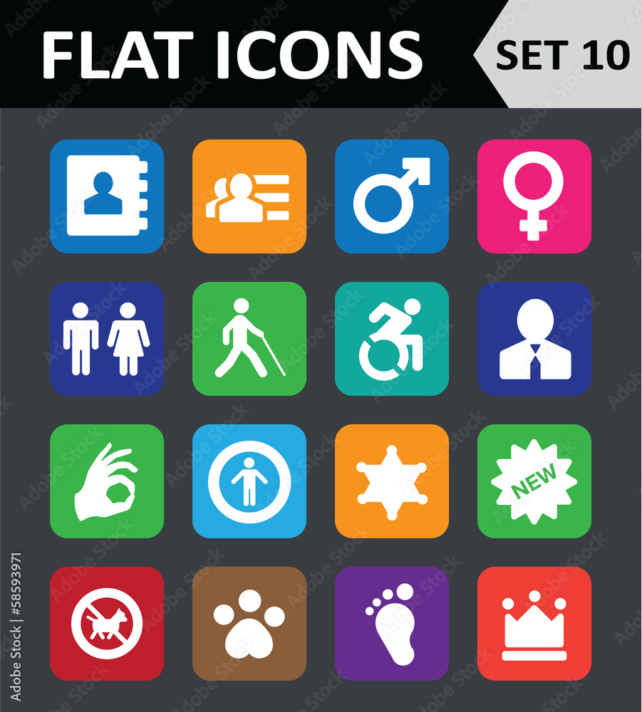Universal Colorful Flat Icons. Set 10. Universal Colorful Flat Icons. Set 10.