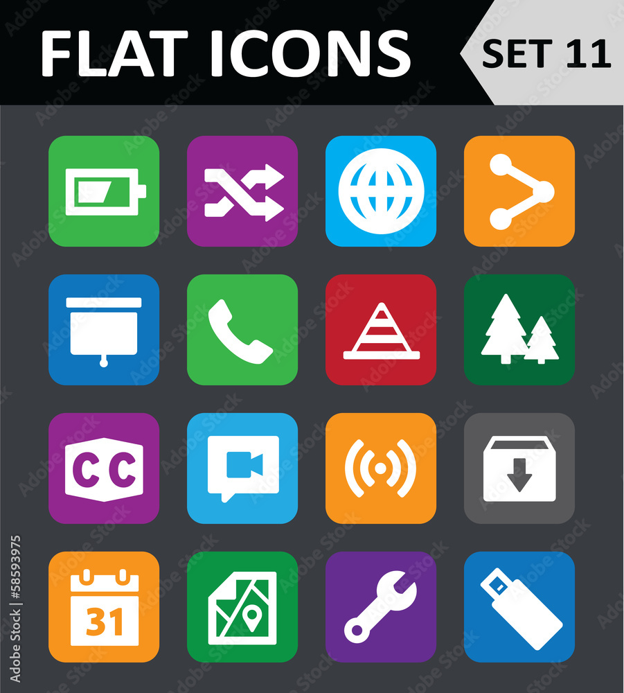 Universal Colorful Flat Icons. Set 11. Universal Colorful Flat Icons. Set 11.