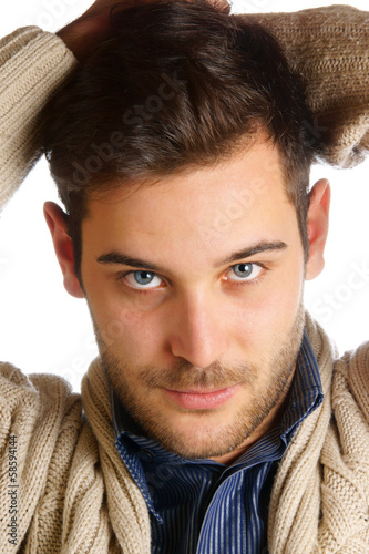 Young man with blue eyes