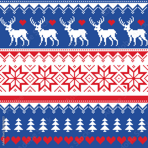 Wallpaper Mural Nordic seamless pattern with deer and christmas trees Torontodigital.ca