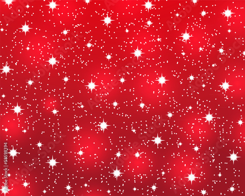 Red Christmas background with shiny stars