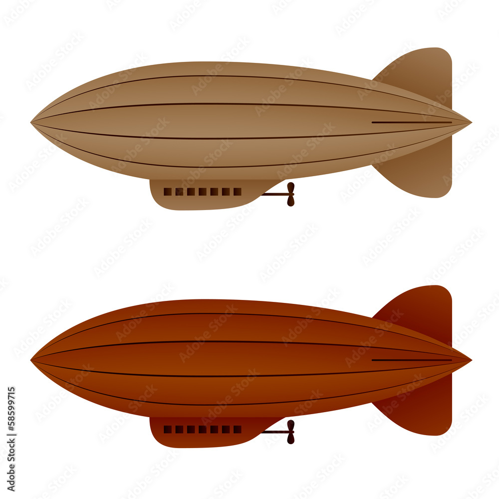 Fototapeta premium vector brown vintage airship zeppelin