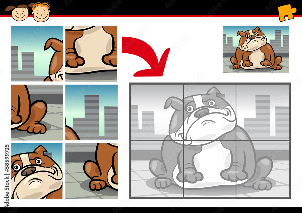 cartoon dog jigsaw puzzle game