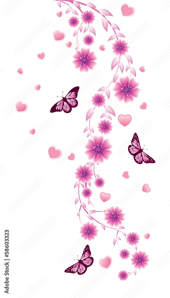 Pink ornament with flowers Pink ornament with flowers
