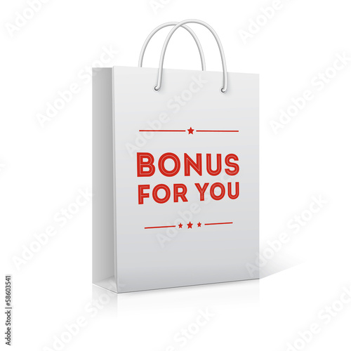 Bonus for you, shopping bag,  vector illustration